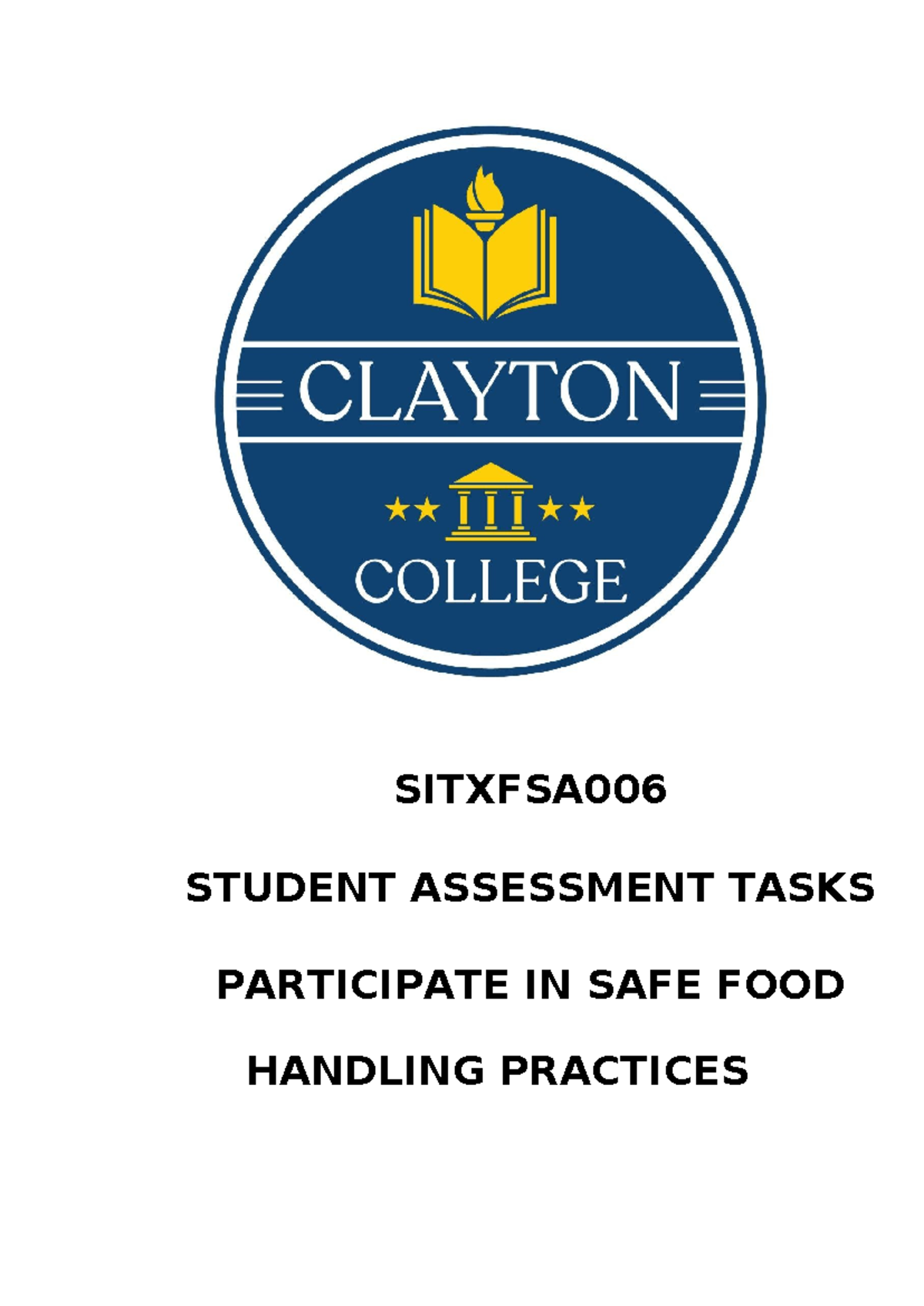 SITXFSA006 Final Assessment: Safe Food Handling Practices Guide - Studocu