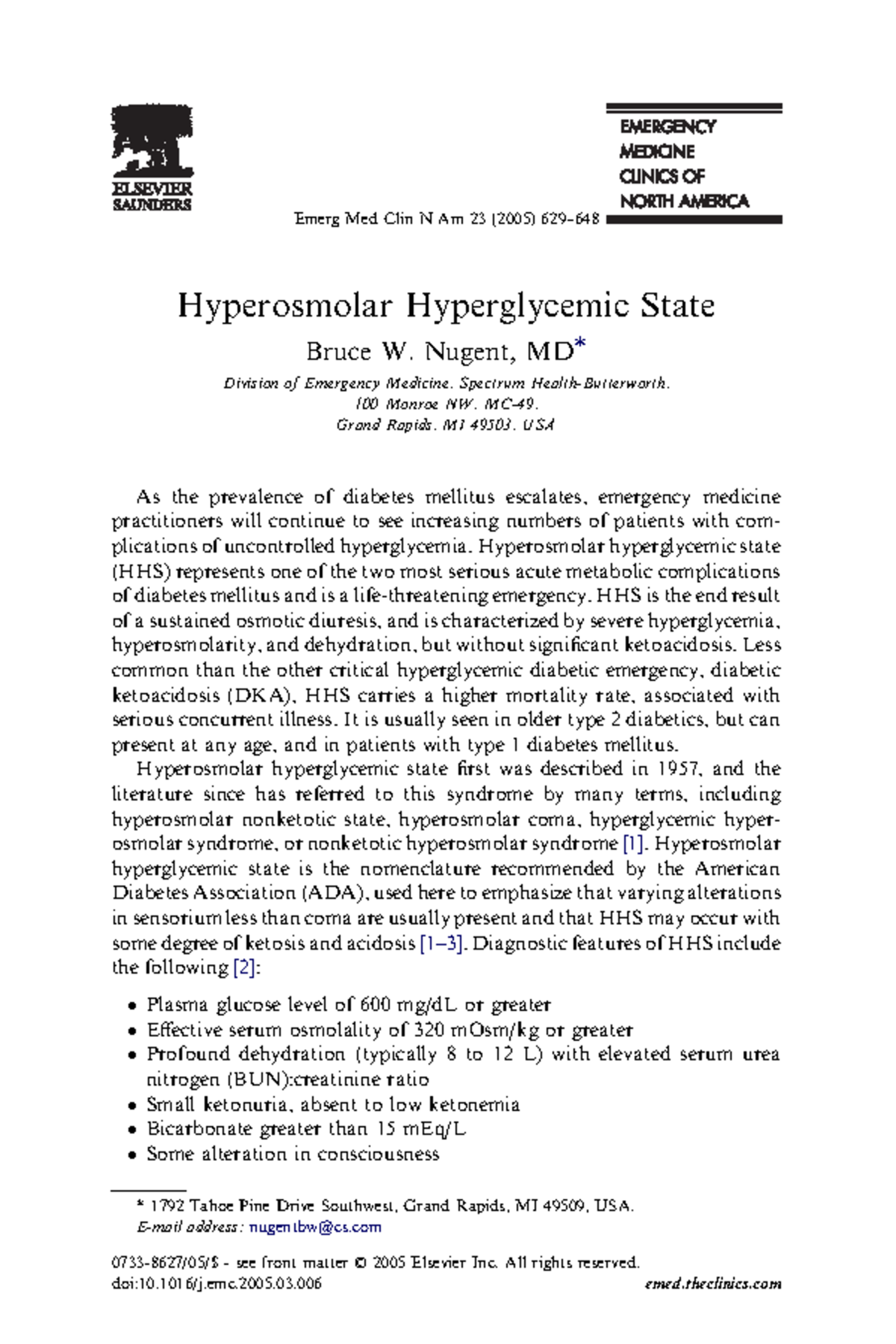 Diabetes CN - medicine - Hyperosmolar Hyperglycemic State Bruce W ...