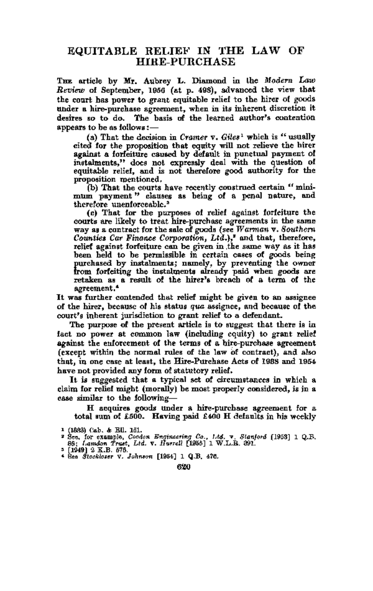Equitable Relief in Law of Hire-Purchase: A Critical Analysis - Studocu