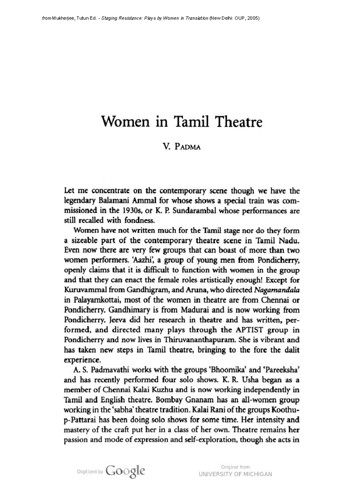 ELTL 1, Unit 2.1 - Analysis of C.S. Lakshmi Ambai's 'Crossing the River ...