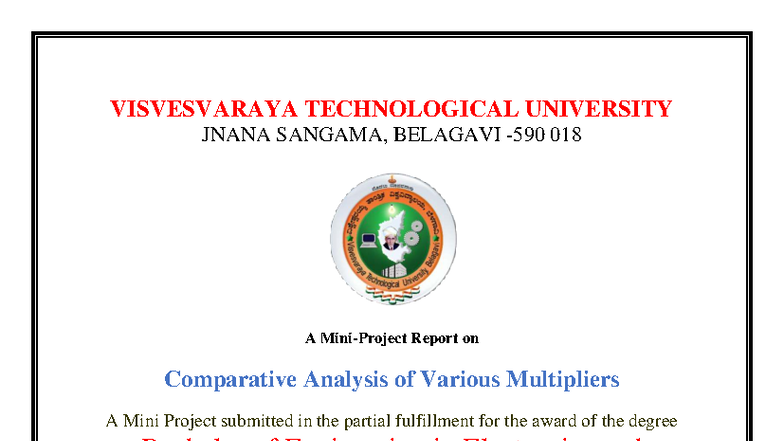 Comparative Analysis of Various Multipliers (BEC586) - Mini Project ...