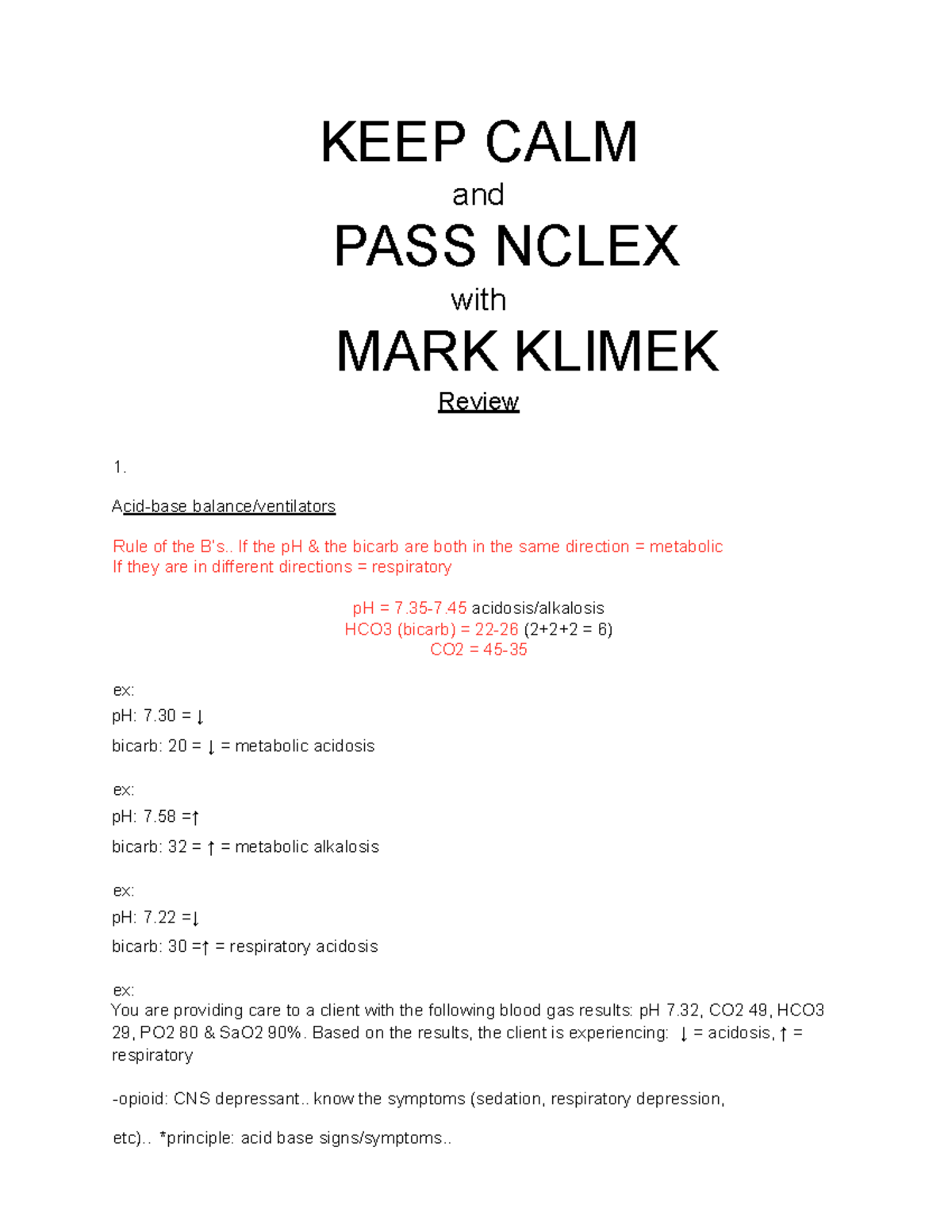 Mark Klimek NCLEX Review: Core Concepts & Tips for Success - Studocu