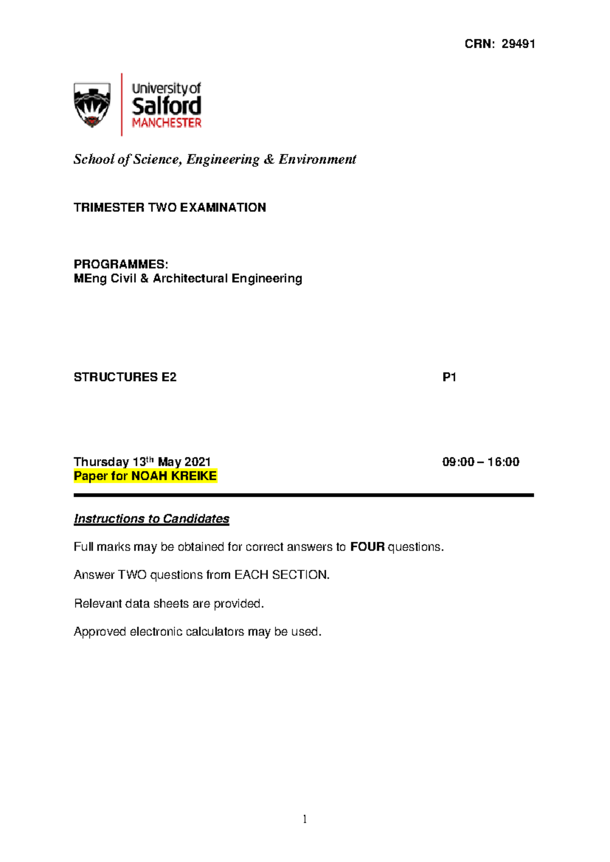 29491 Structures E2 - Final Exam Exceptional Paper Summary - Studocu