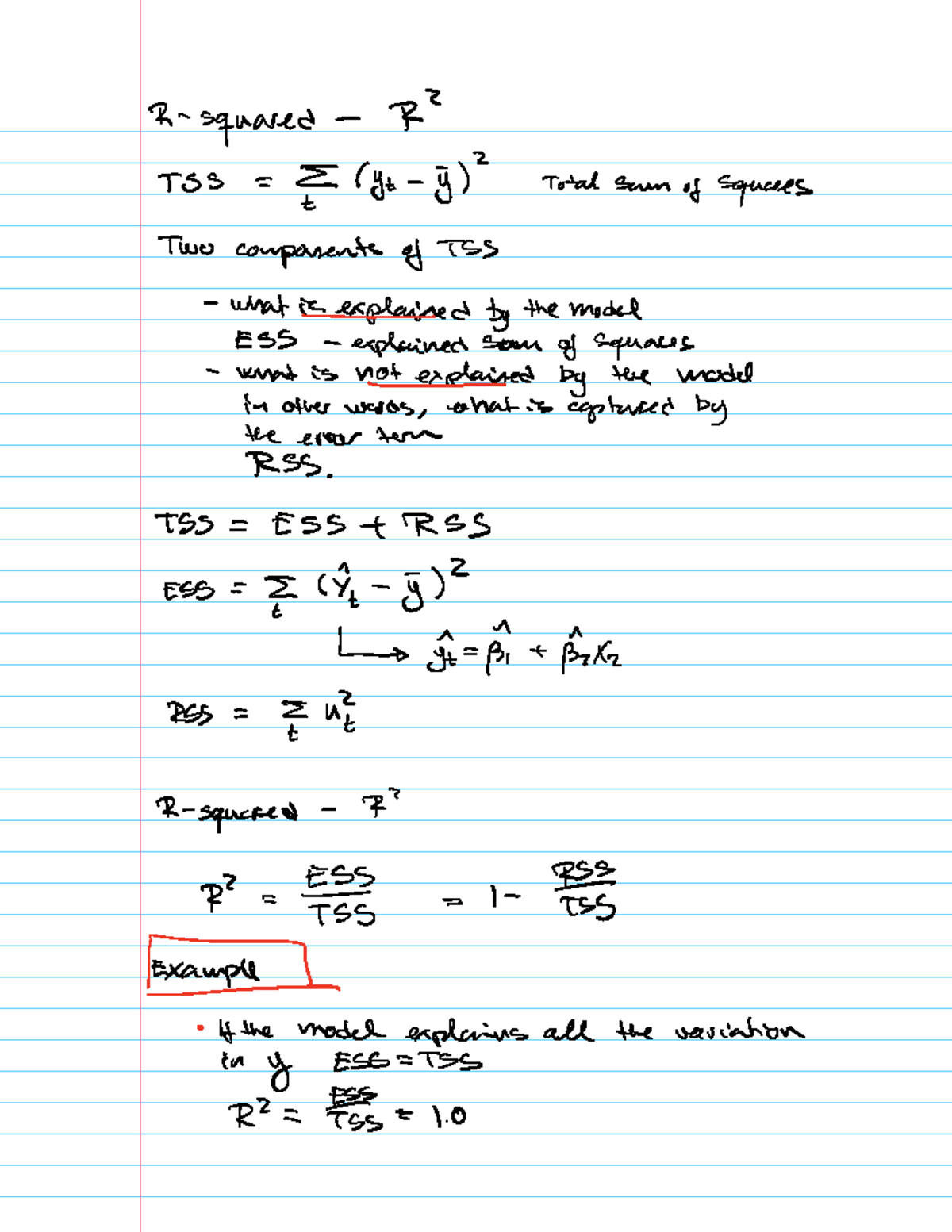 Notes Class 8 - R Squared and Total Sum of Squares Analysis - Studocu