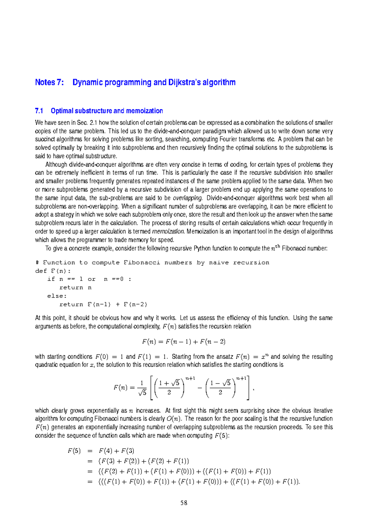 MA934 2014-2015 Notes 7 - Dynamic programming and Dijkstra's algorithm ...