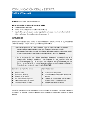 Tarea 3 - apuntes - COMUNICACIÓN ORAL Y ESCRITA SEMANA 3 COMUNICACIÓN ...