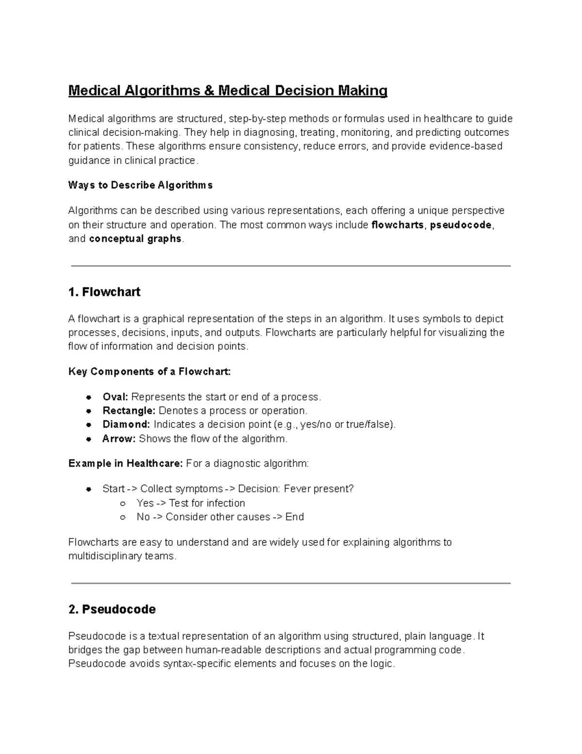 Unit 3 & 4: Medical Algorithms and Healthcare Decision Making in ...
