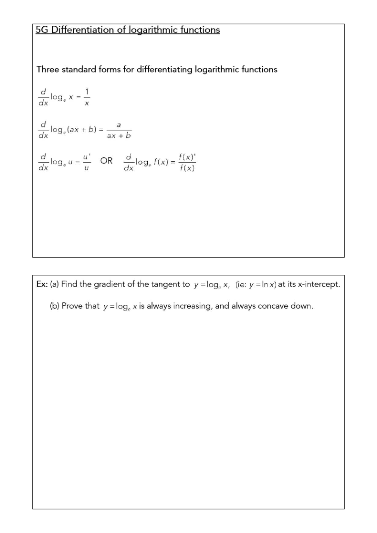 5G Differentiation of logarithmic functions - (ax dx d OR Ex: (a) Find ...