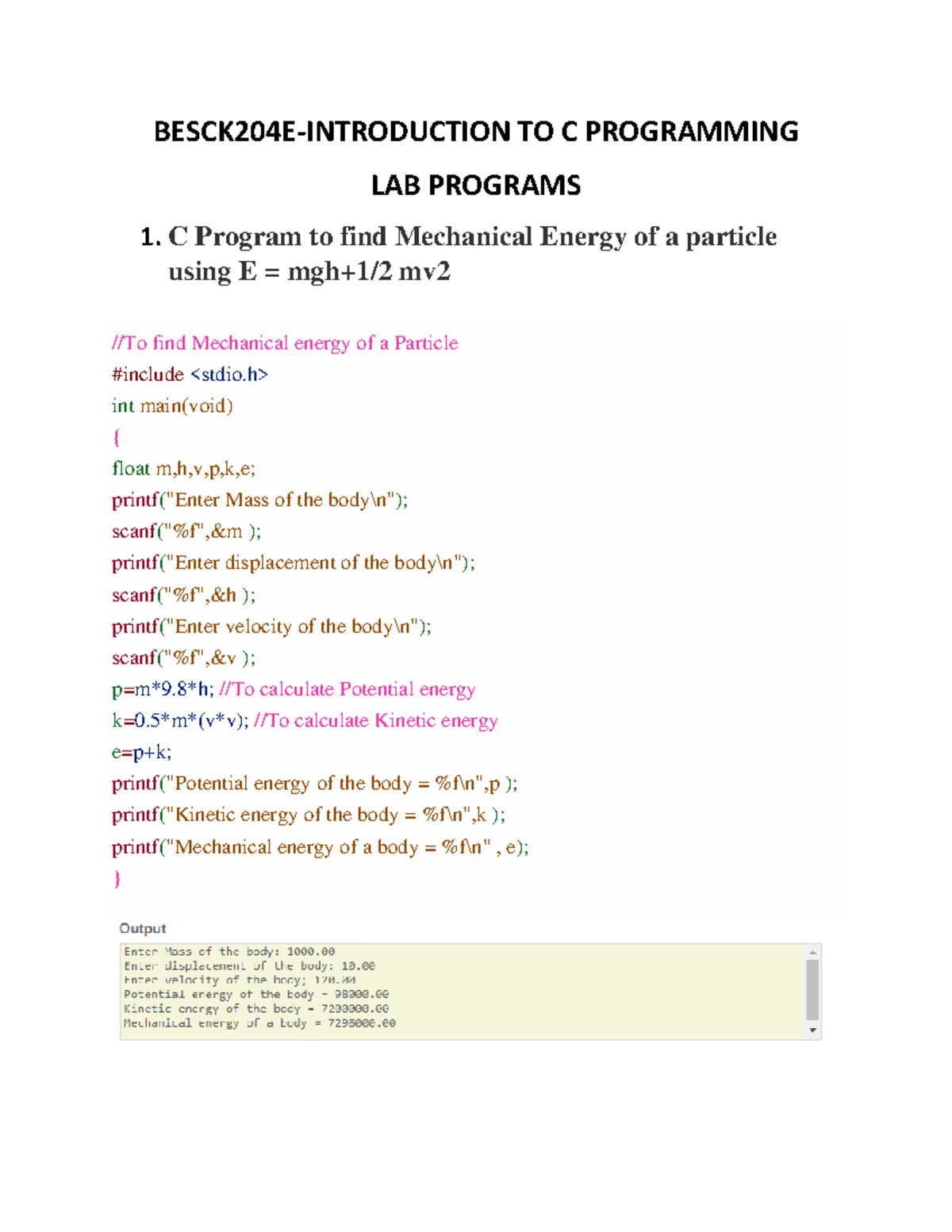 Question Bank IAT1: C Programming Concepts, Patterns, and Functions ...