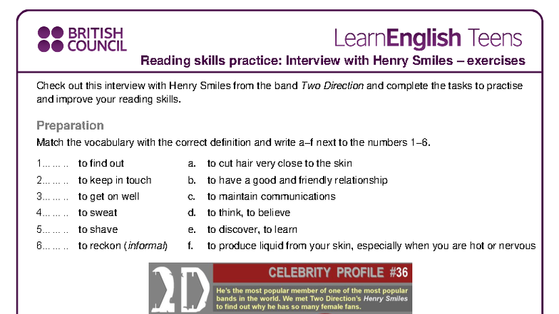 Reading Skills Practice: Interview with Henry Smiles Exercises - Studocu