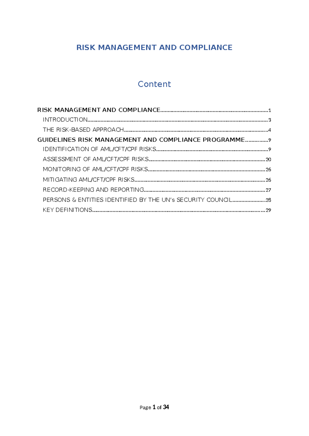 Risk Management and Compliance Programme Overview - Apr 2023 - Studocu