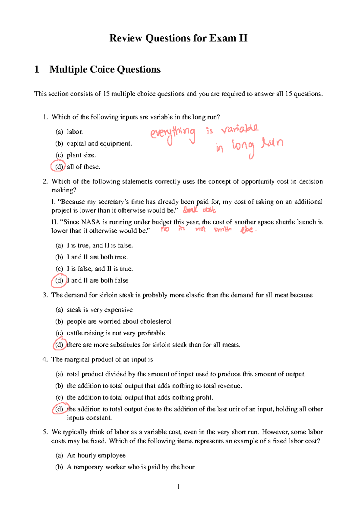 Review Questions for Exam II - Economics (ECO 101) - Studocu