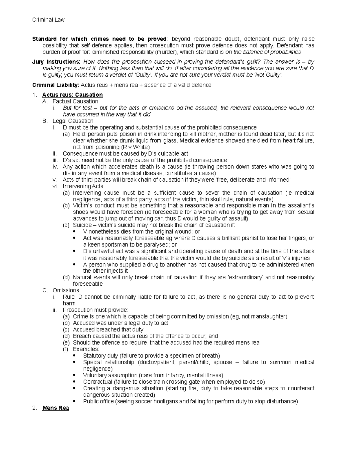 Criminal Law (CL101): Key Concepts and Jury Instructions Outline - Studocu
