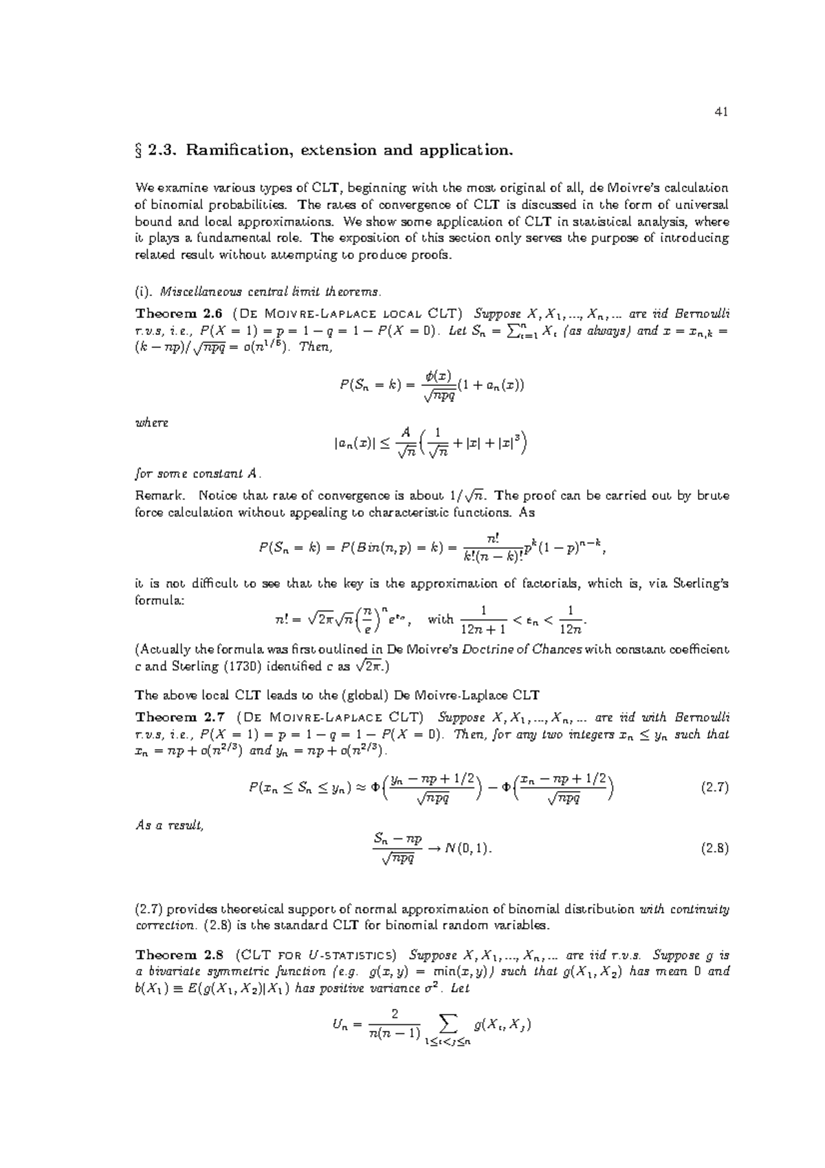 Chap2Sec3 - Central Limit Theorems and Applications in Statistics - Studocu