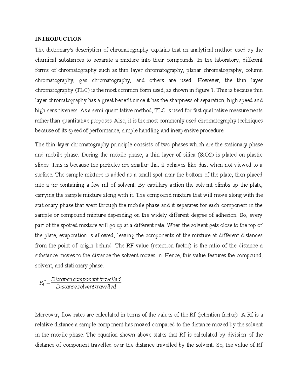 TLC Analysis of Black Ink Separation: Principles and Applications - Studocu