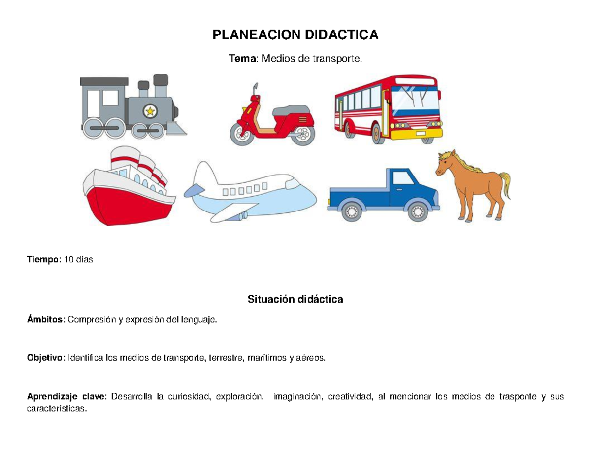 Situacion Didactica Los Medios De Transporte