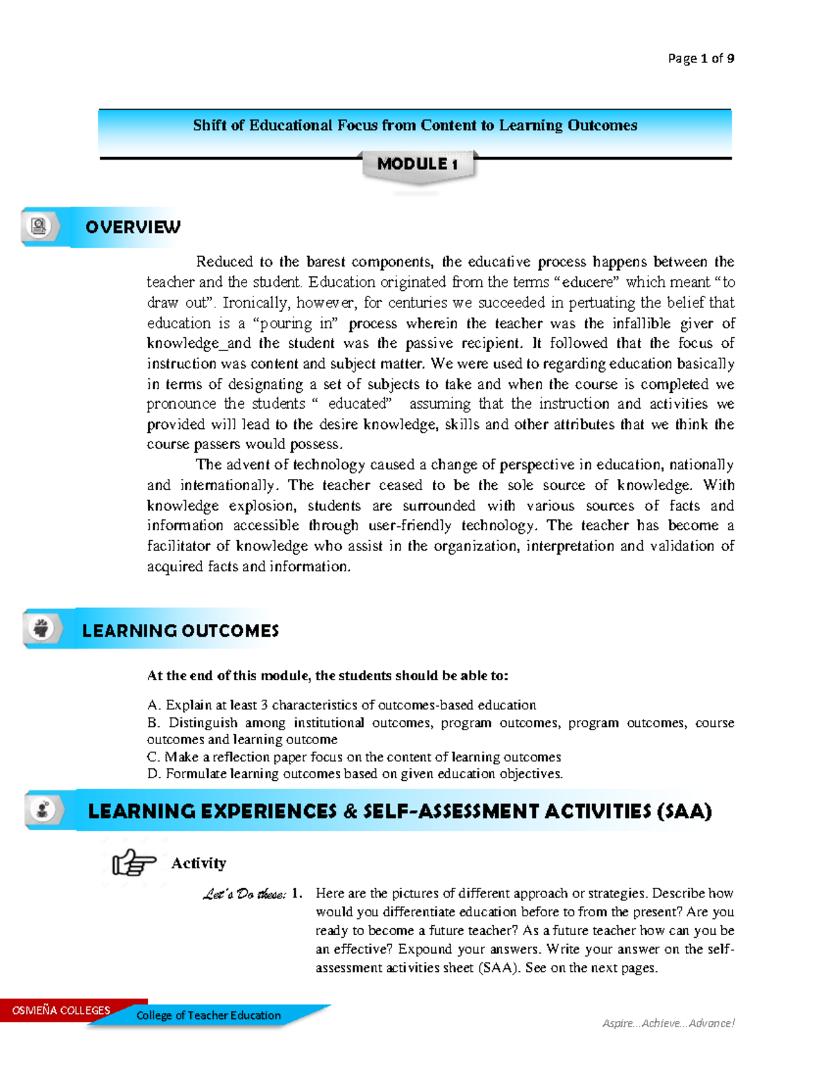 Module-1 - This is for educational purposes only - OSME—A COLLEGES ...