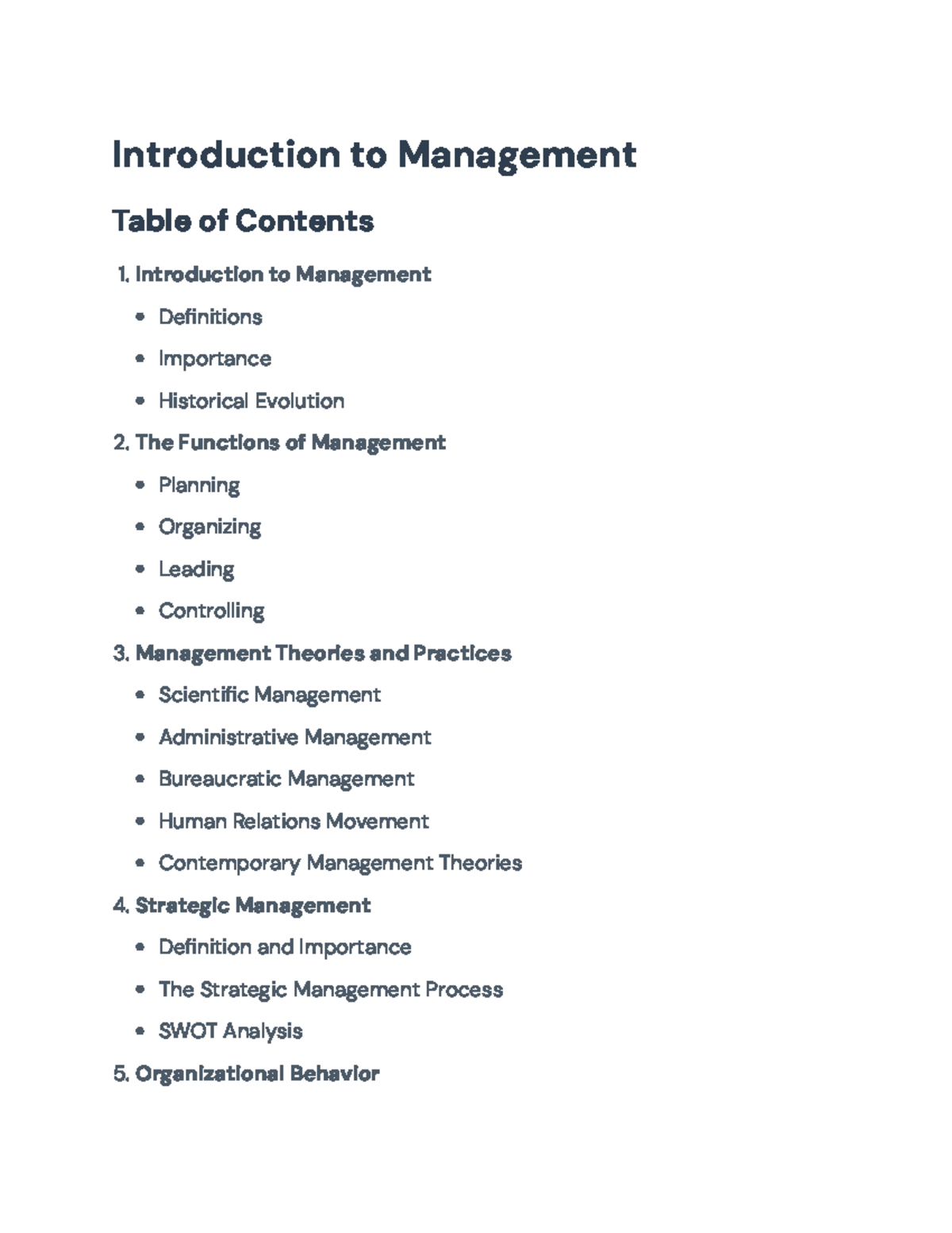 Introduction to Management Principles and Practices (Course Code ...