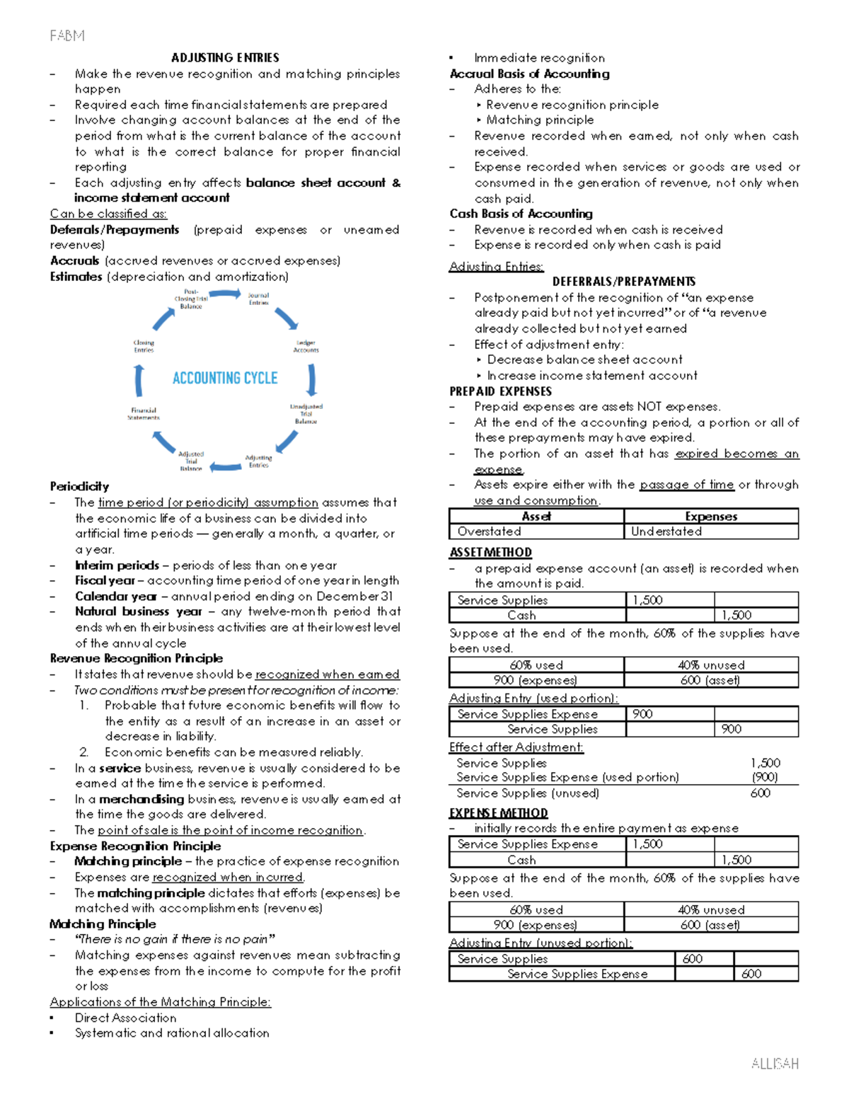2Q-FABM-2 - Adjusting Entries & Accounting Principles Overview - Studocu