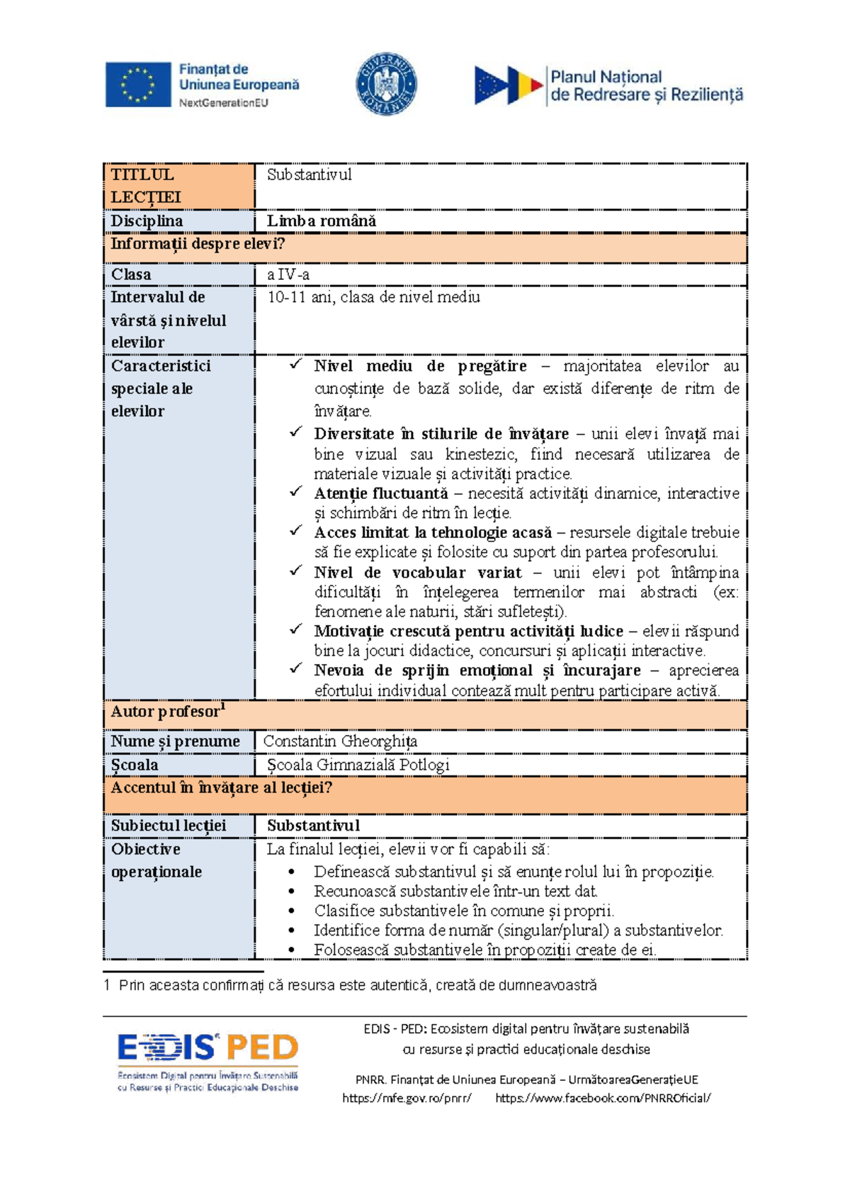Examen Modul 2 - Lecția despre Substantiv în Limba Română - Studocu