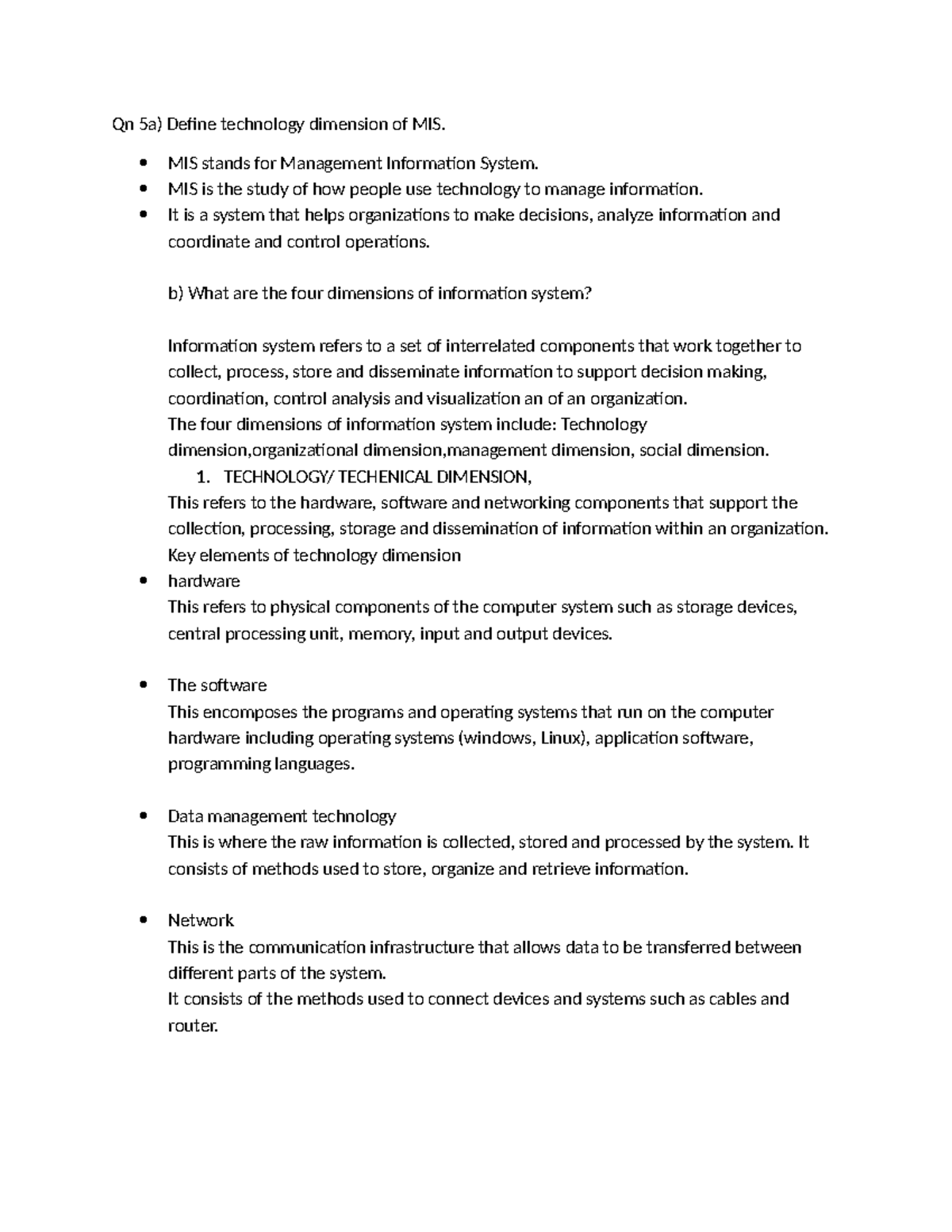 MIS 101: Understanding the Technology Dimension of Information Systems ...