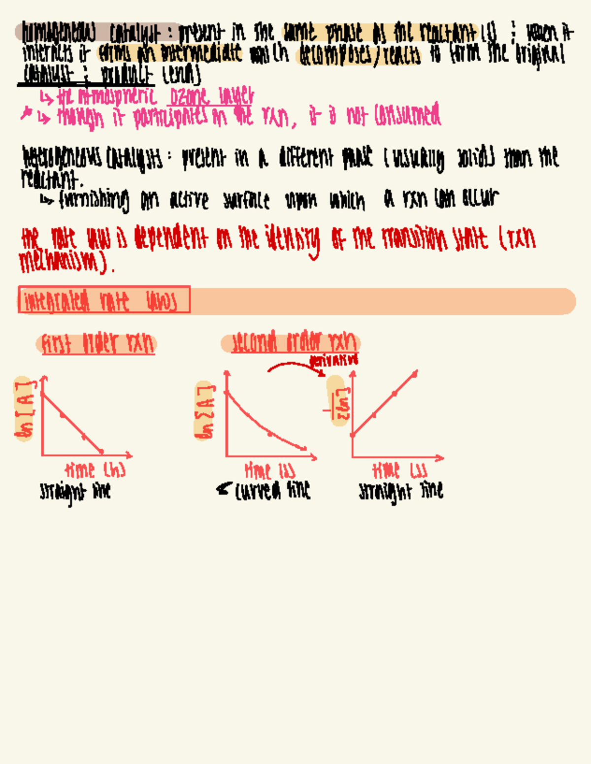 CHEM 203 Integrated Rate Laws and Catalysts Notes - Studocu