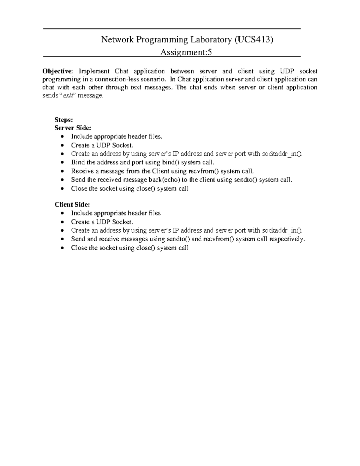 Lab Assignment 5 - Tutorial sheets - Network Programming Laboratory ...