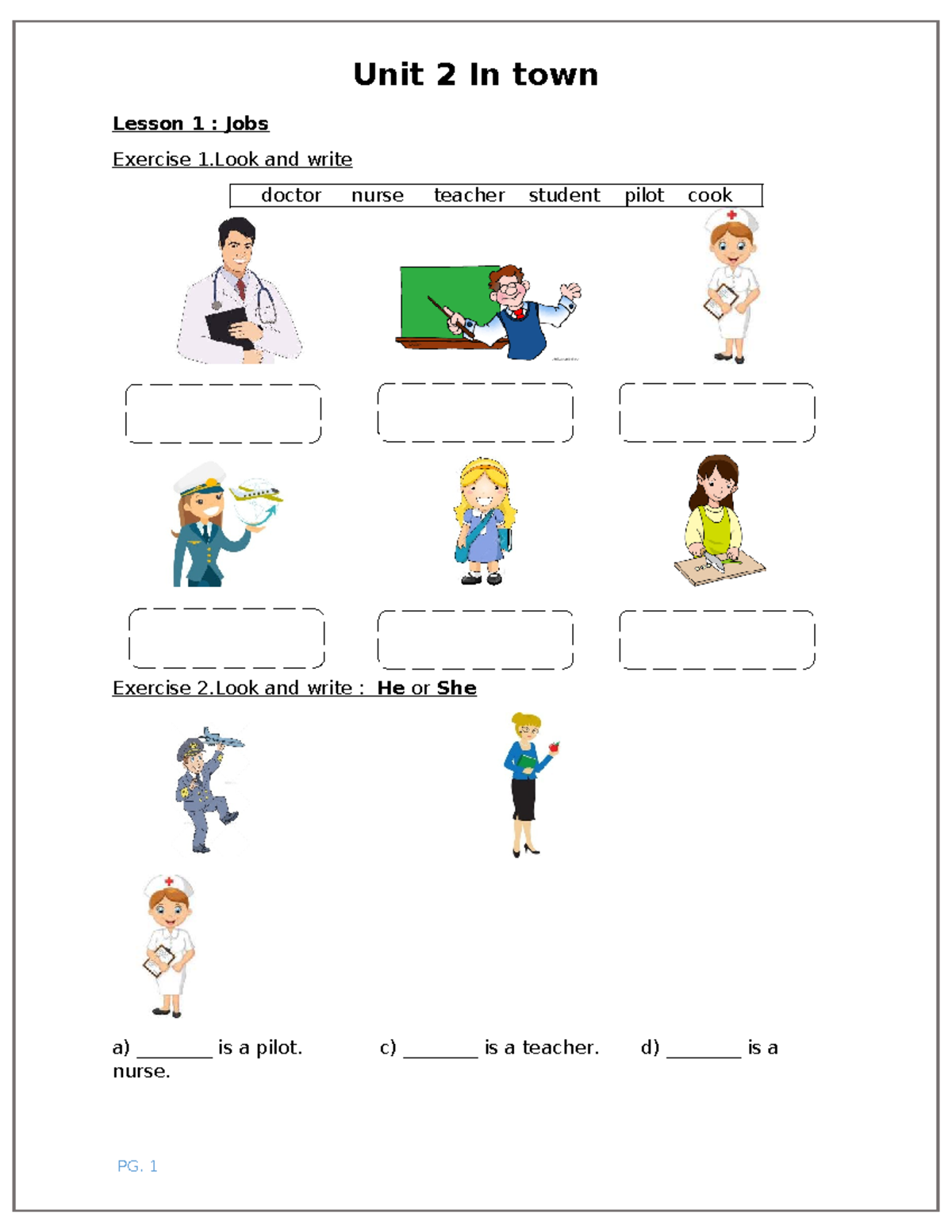 Bài Tập Unit 2: In Town - Lesson 1 & Exercises - Studocu