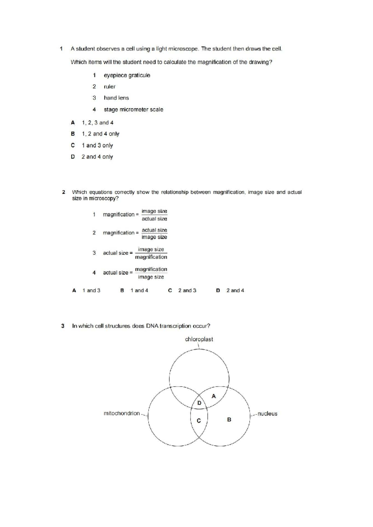 BIO MCQ 321 - Multiple Choice Questions for Biology Exam - Studocu