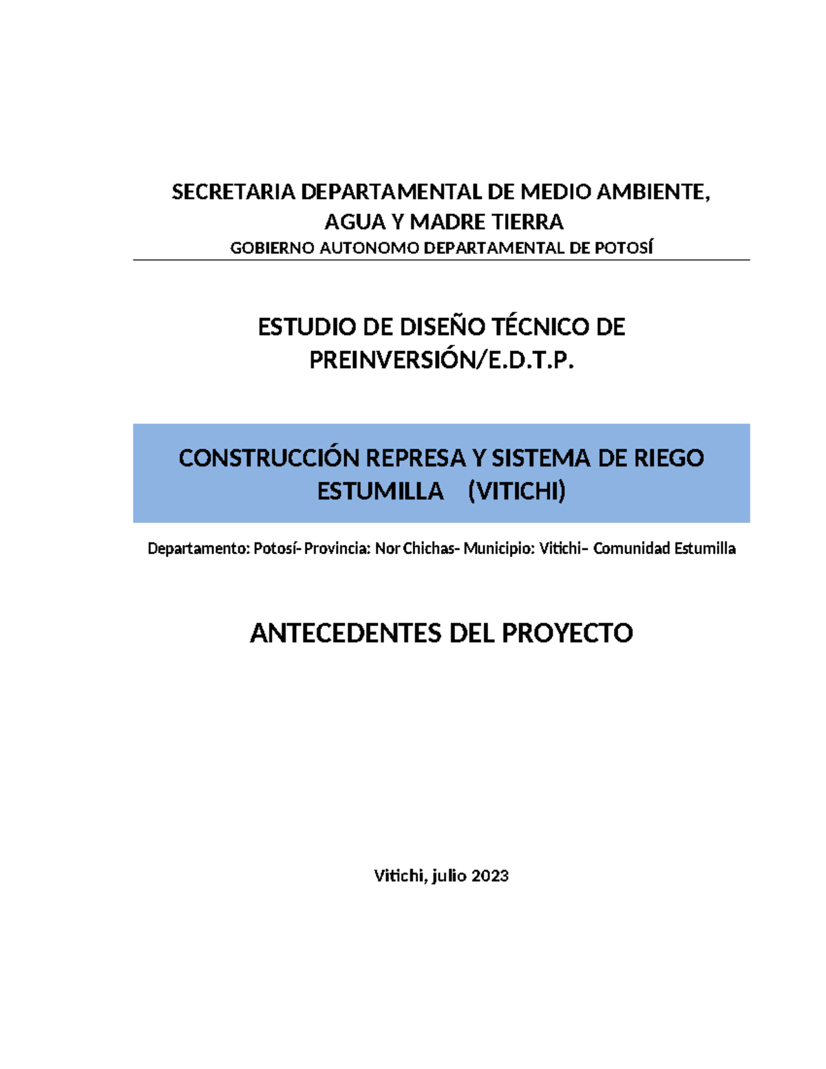 EEIA AE - Estudio de Evaluación de Impacto Ambiental para Represa y ...