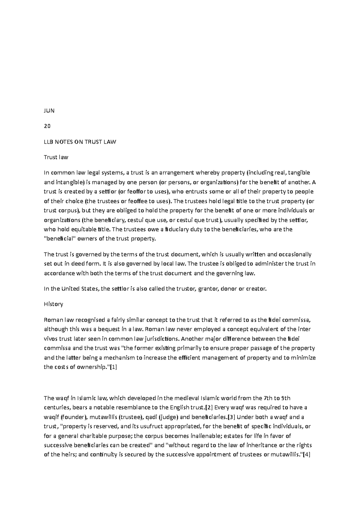JUN copy trust - Reading Materials - JUN 20 LLB NOTES ON TRUST LAW ...