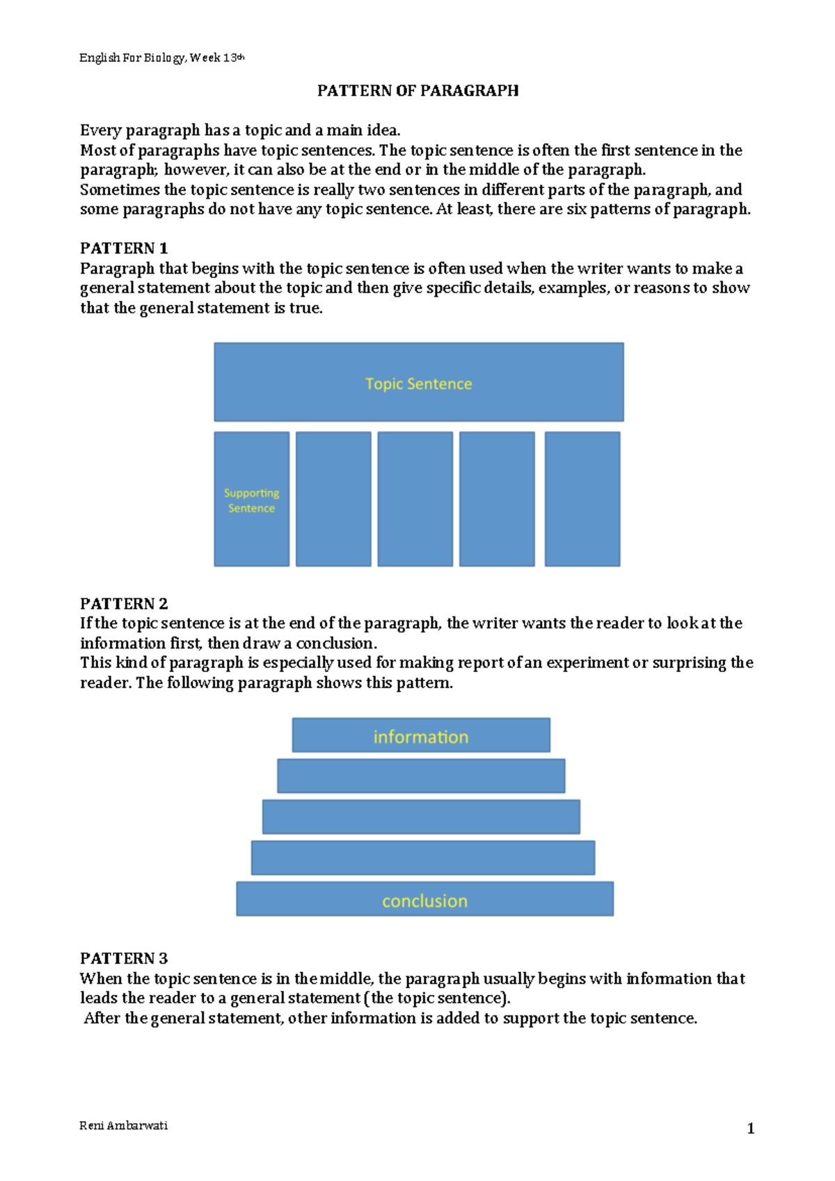 Biology 101: Patterns of Paragraphs in Week 13 Lecture Notes - Studocu