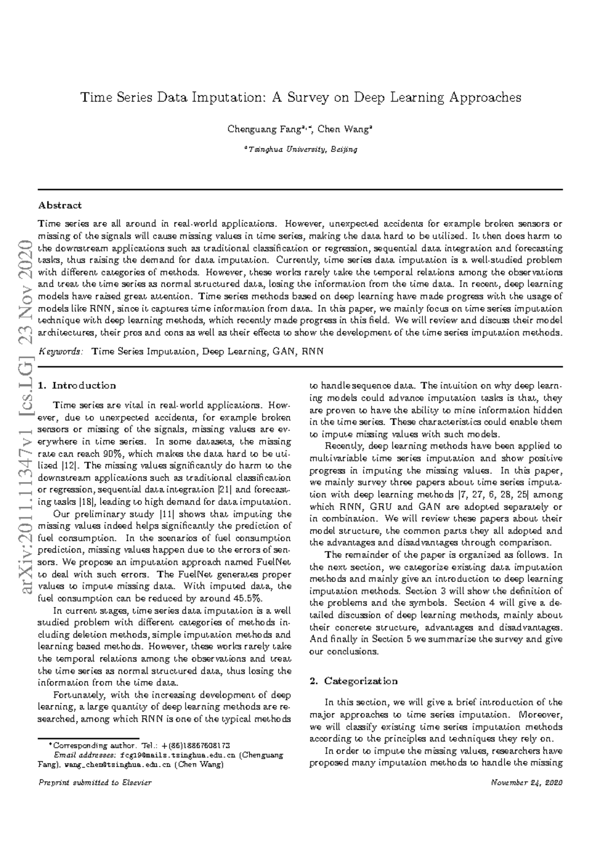 Time Series Data Imputation with Deep Learning: A Survey (CS 101) - Studocu