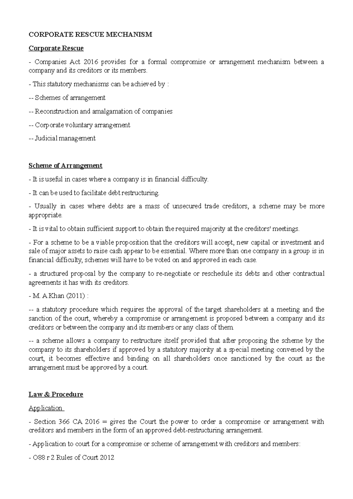 Corporate Rescue Mechanism - CORPORATE RESCUE MECHANISM Corporate ...