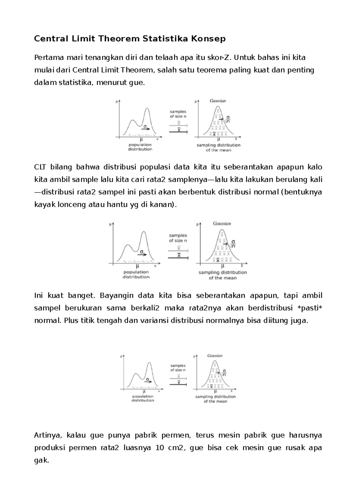 Statistik UJI Hipotesis dan Teorema Limit Tengah (CLT) dalam Data - Studocu