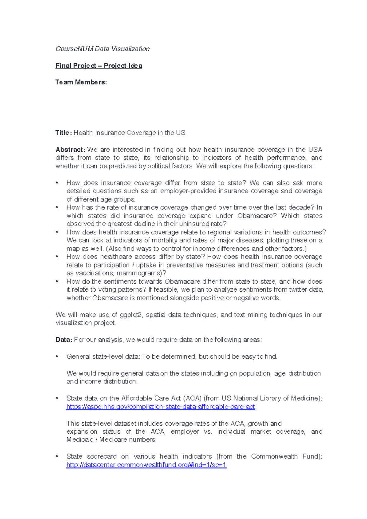 CourseNUM Data Visualization: Final Project Proposal on Health ...