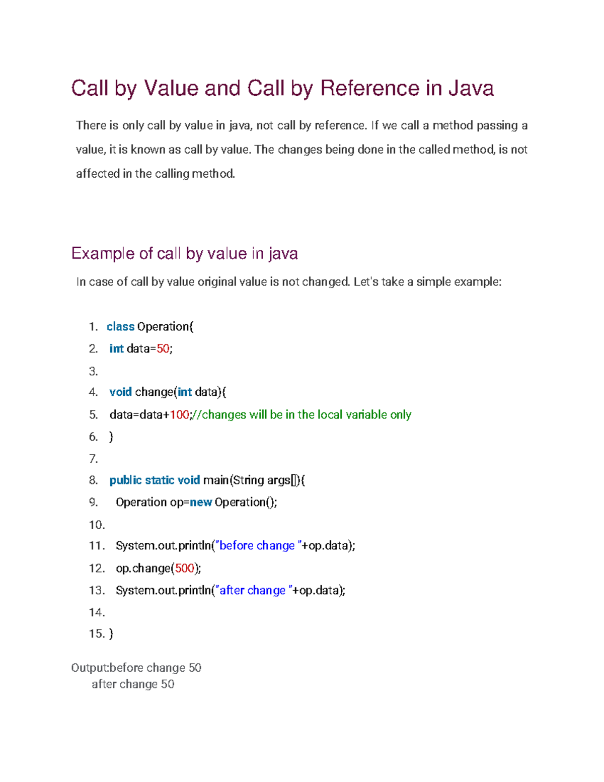Call by Value and Call by Reference in Java - If we call a method ...