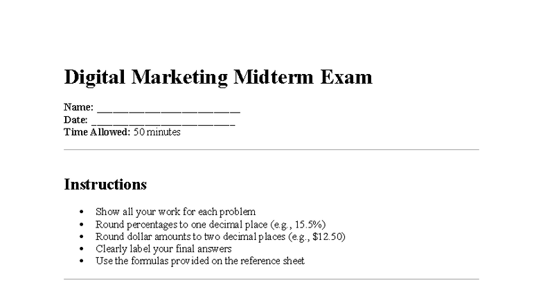 BUS 390 Digital Marketing Midterm Exam Questions and Solutions - Studocu