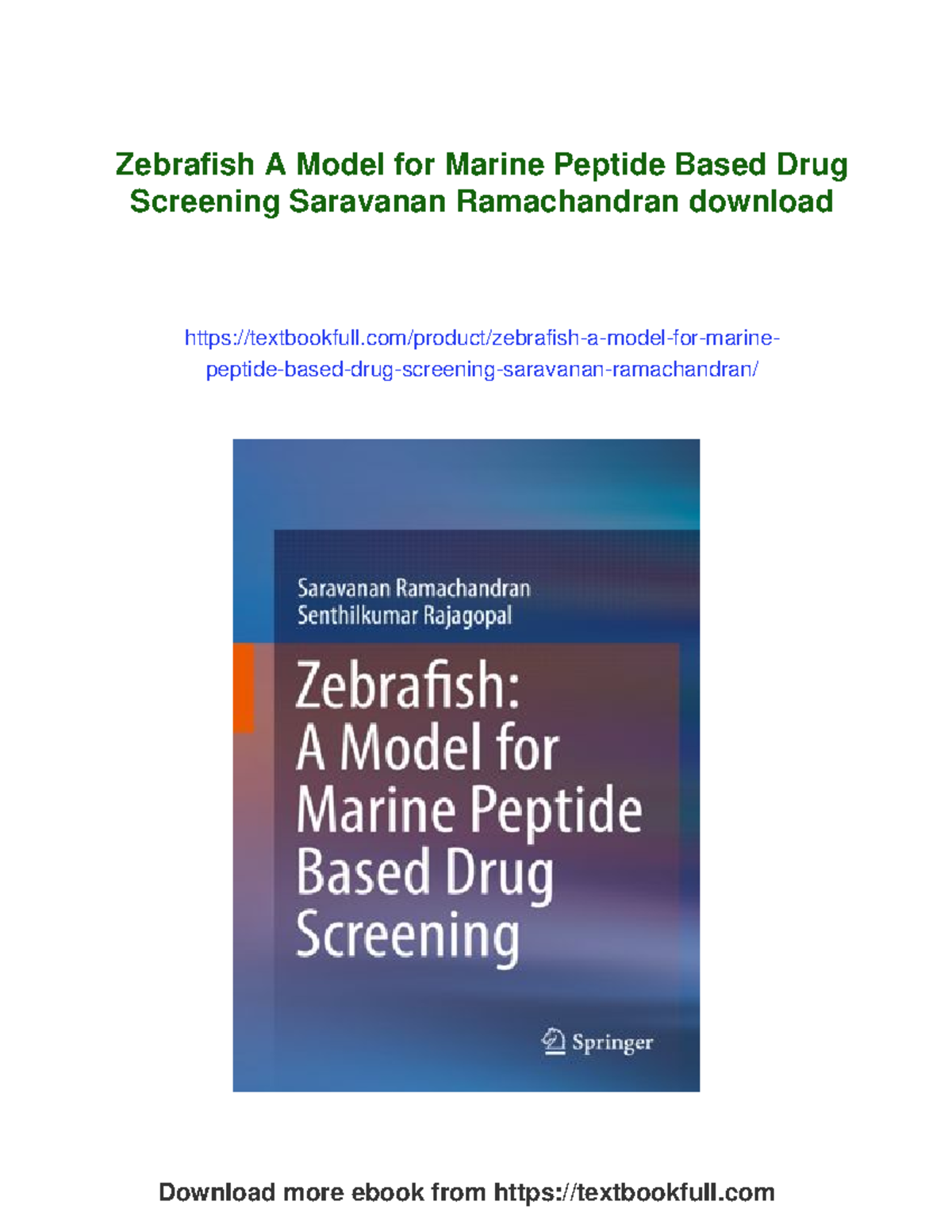 Zebrafish as a Model for Marine Peptide Drug Screening: Insights and ...