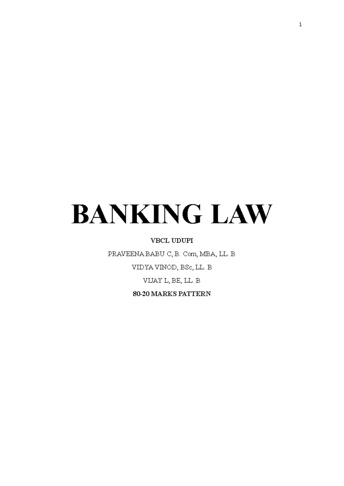 Banking Law VBCL: Comprehensive Study Notes for Final Exam - Studocu