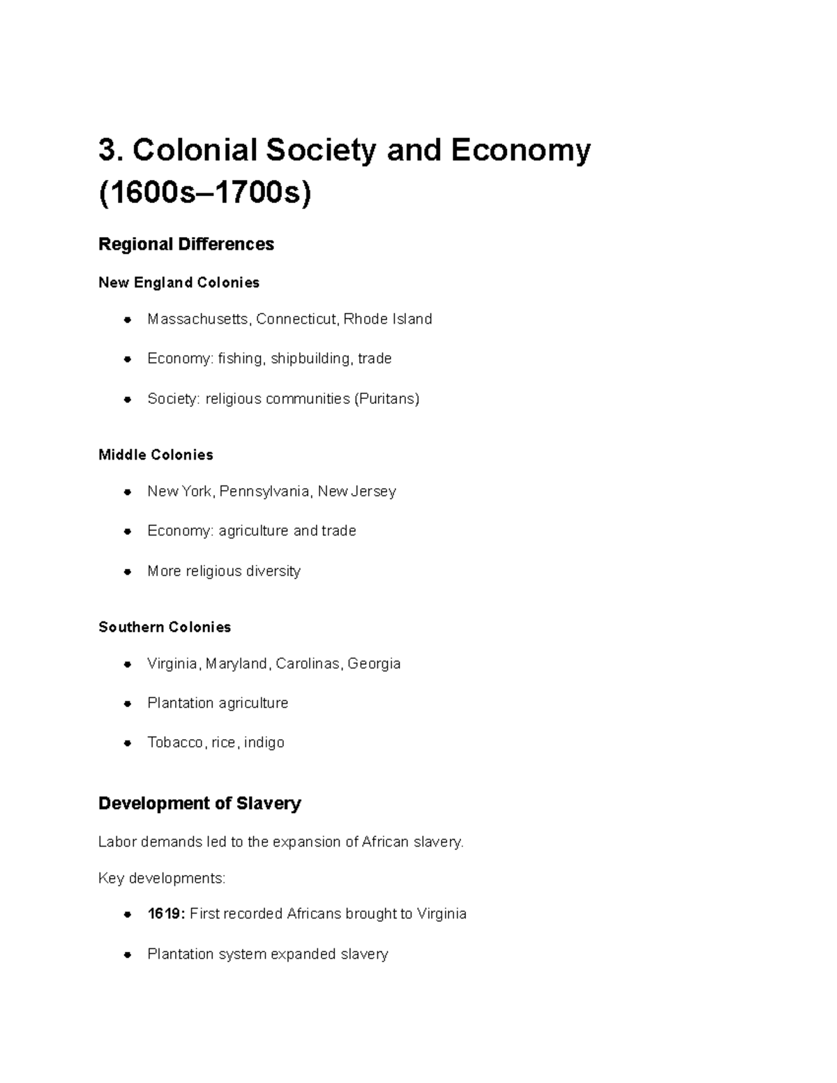 US History 2: Colonial Society, Slavery, and Early American Politics ...
