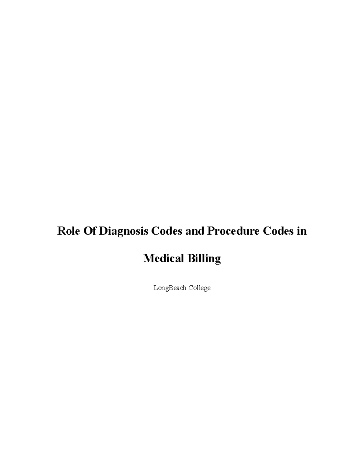 The Importance of Diagnosis & Procedure Codes in Med Billing - Studocu