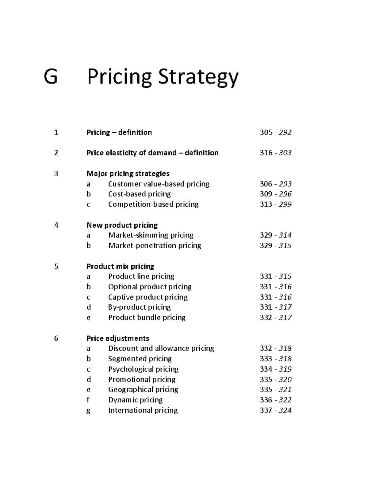 Chapter G - Pricing Strategies: Key Concepts and Applications - Studocu