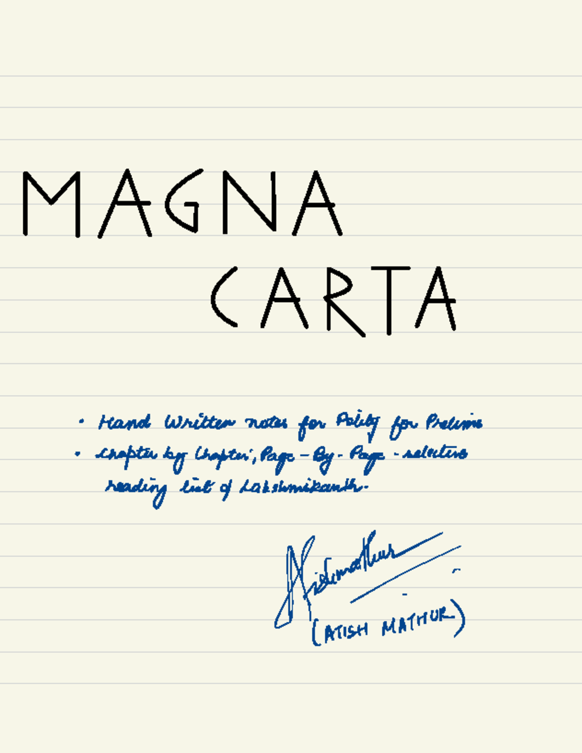 Magna Carta Handwritten Notes for Polity Prelims - Document Preview