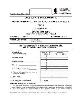 MATH130 P1 2025 Tutorial 1 - MATH130P 1 2025 : INTRODUCTION TO CALCULUS ...