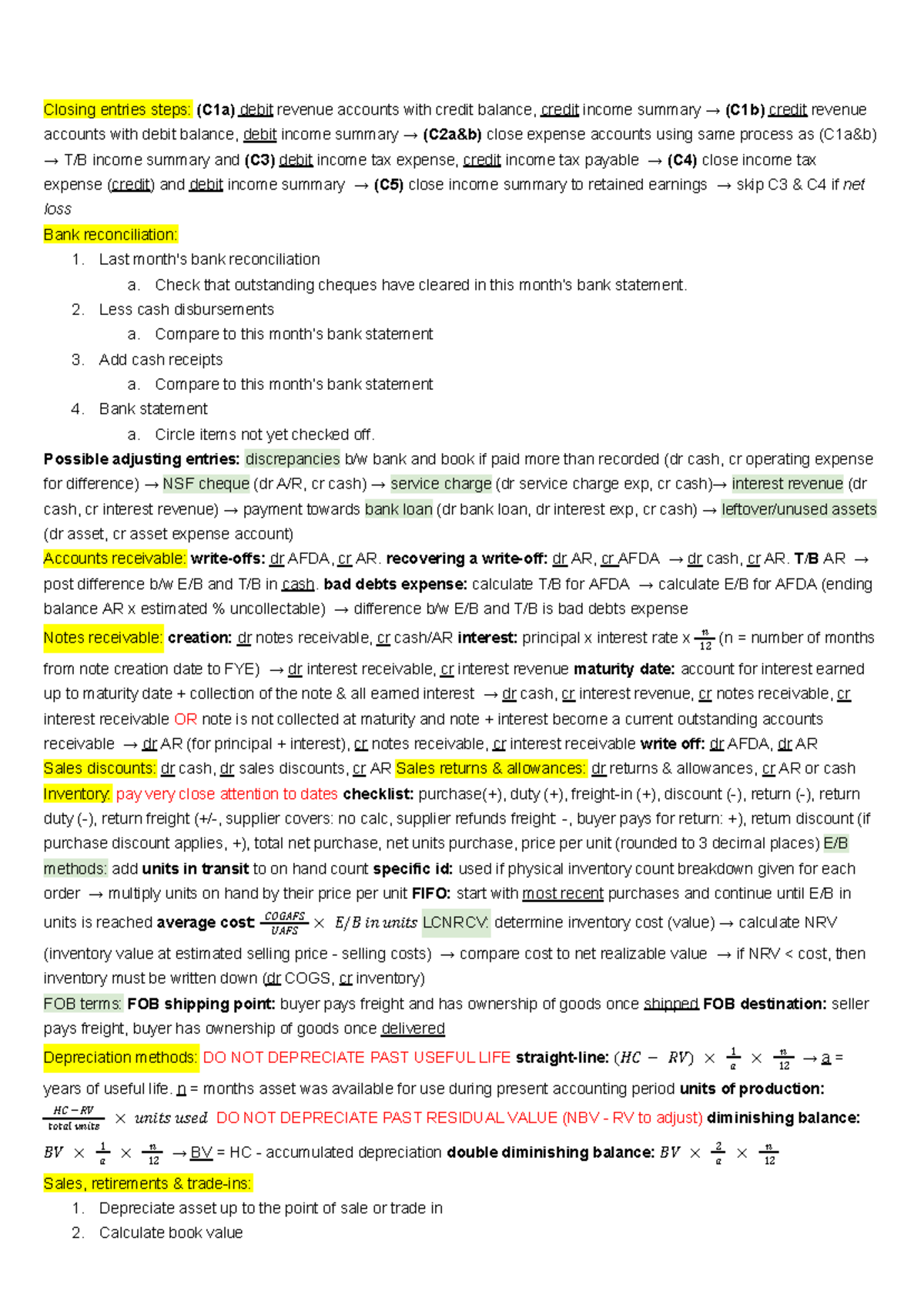 2257 Cheat Sheet - Midterm Exam on Accounting Principles and Practices ...