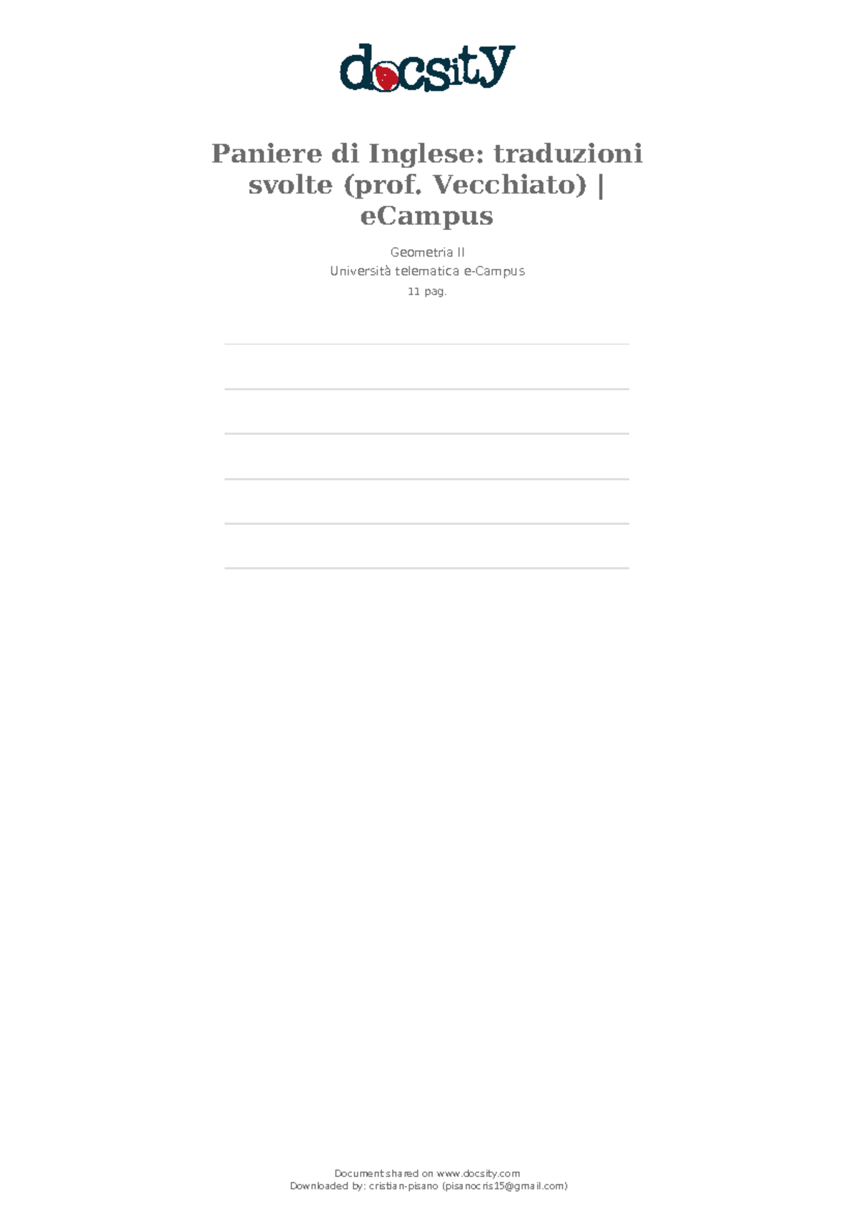 Docsity paniere di inglese traduzioni svolte prof vecchiato ecampus ...