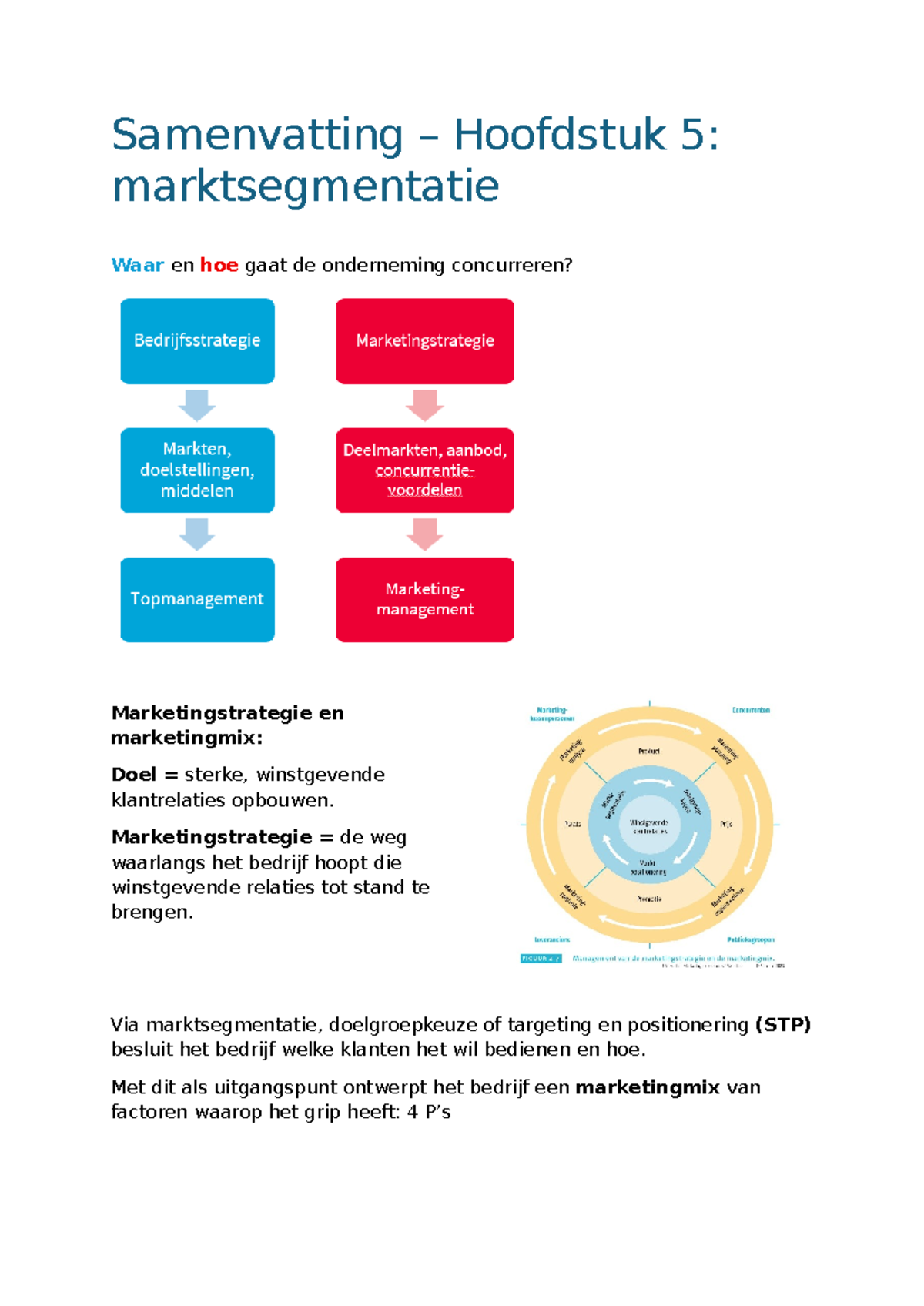 Samenvatting H5: Marktsegmentatie en Positionering in Marketing - Studocu