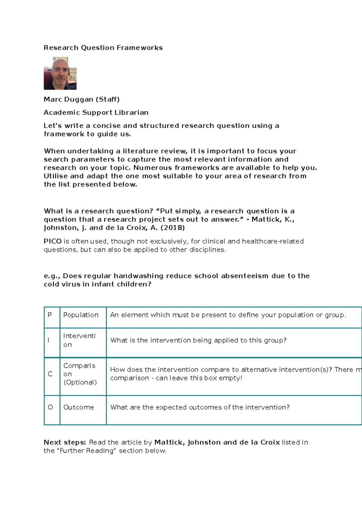 Research Question Frameworks for Effective Literature Reviews - Studocu
