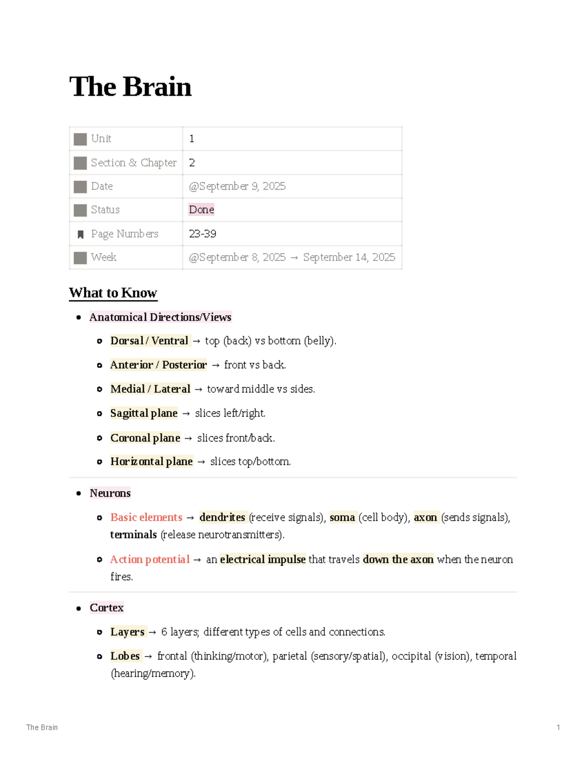 Unit 1 Overview: The Brain - PSYC3270 Lecture Notes - Studocu